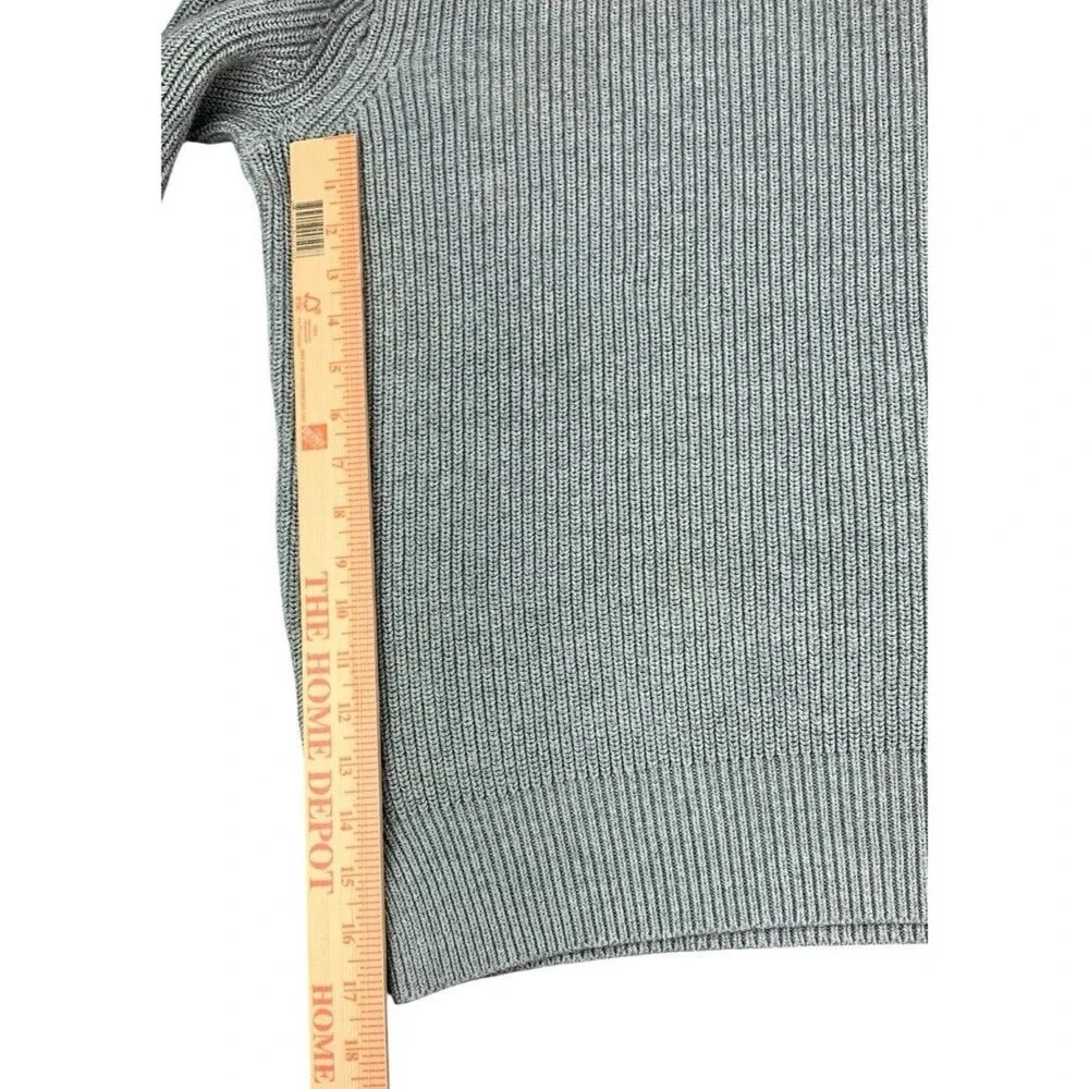 J Crew Chunky Ribbed Knit Crewneck Sweater Gray Mens Large Suede Patch Woodsman